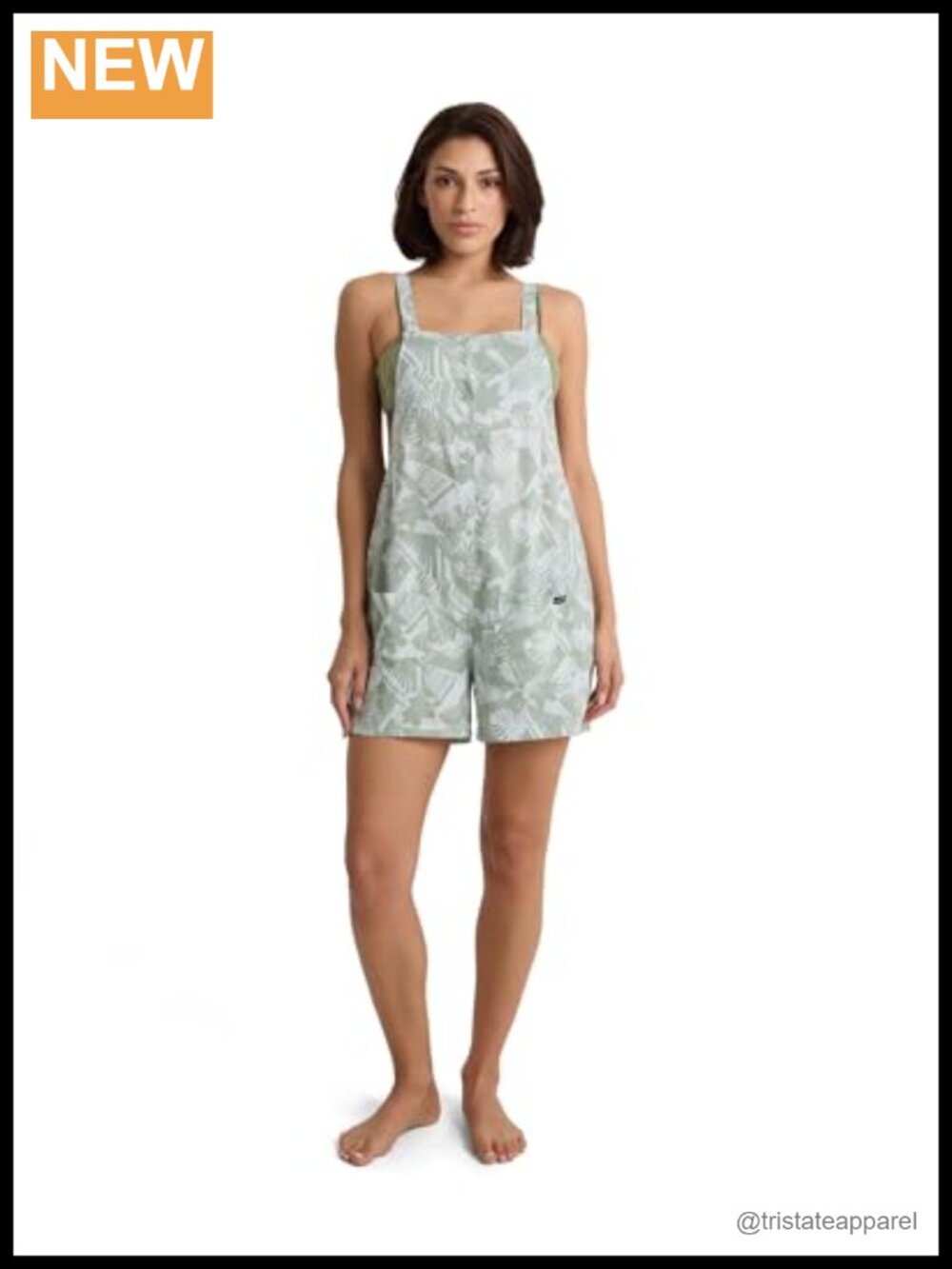 Volcom Litehearted Printed Viscose Romper Sleeveless Button Front Short
